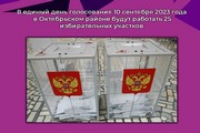 В единый день голосования 10 сентября 2023 года в Октябрьском районе будут работать 25 избирательных участков
